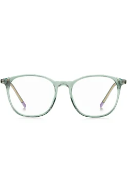 Aqua-acetate optical frames with gold-tone temples