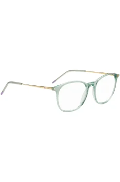 Aqua-acetate optical frames with gold-tone temples