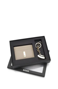 Ariell leather card holder and key ring gift set