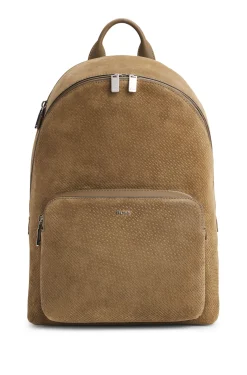 Backpack in monogram-embossed suede