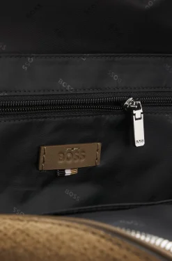 Backpack in monogram-embossed suede