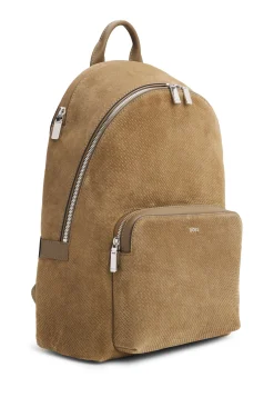 Backpack in monogram-embossed suede