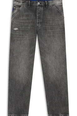Baggy-fit black jeans with carpenter details