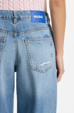 Baggy-fit jeans in blue distressed denim