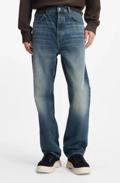 Baggy-fit jeans in blue slub denim