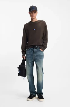 Baggy-fit jeans in blue slub denim