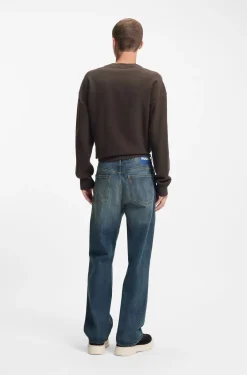 Baggy-fit jeans in blue slub denim