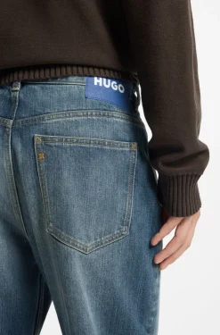 Baggy-fit jeans in blue slub denim
