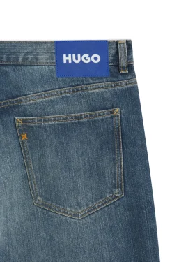 Baggy-fit jeans in blue slub denim