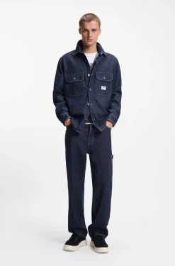 Baggy-fit jeans in dark-blue denim