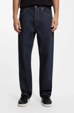 Baggy-fit jeans in dark-blue rinse-washed denim