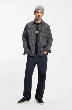 Baggy-fit jeans in dark-blue rinse-washed denim