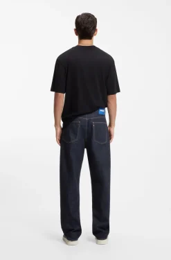 Baggy-fit jeans in dark-blue rinse-washed denim