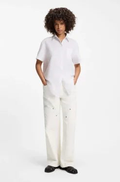 Baggy-fit jeans in ecru rigid denim