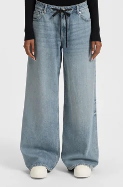 Baggy-fit jeans with drawcord and Happy HUGO logo