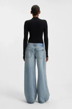 Baggy-fit jeans with drawcord and Happy HUGO logo