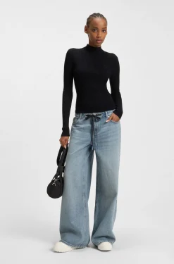 Baggy-fit jeans with drawcord and Happy HUGO logo
