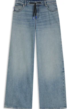 Baggy-fit jeans with drawcord and Happy HUGO logo