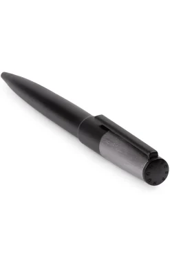 Ballpoint pen with brushed black and chrome effects