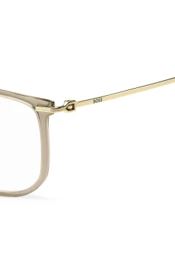 Beige-acetate optical frames with gold-tone temples