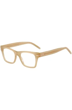 Beige-acetate optical frames with signature gold-tone detail