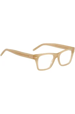 Beige-acetate optical frames with signature gold-tone detail