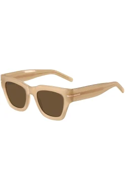 Beige-acetate sunglasses with signature gold-tone detail