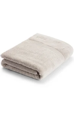 Beige Aegean-cotton bath sheet with tonal logo