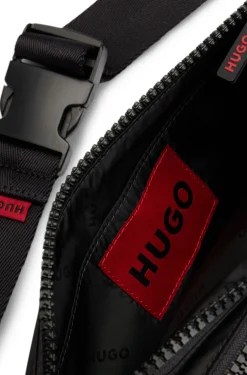 Belt bag with rubber logo label