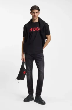 Belt bag with rubber logo label
