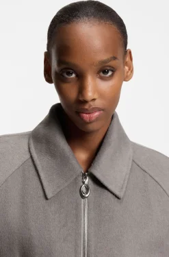 Belted coat in double-faced fabric