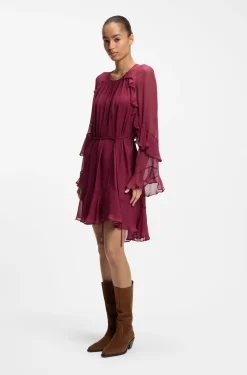 Belted dress with bell sleeves