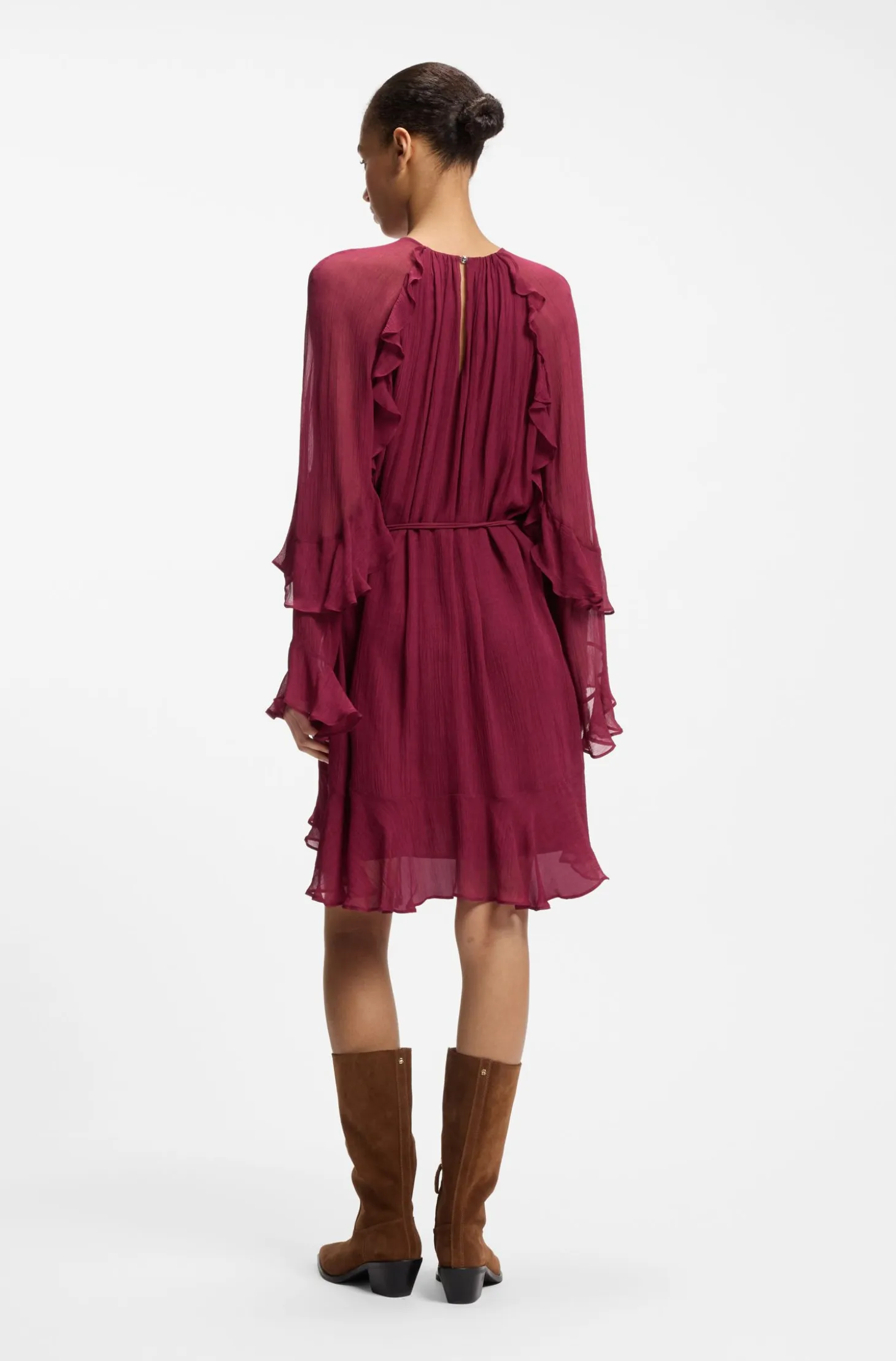 Belted dress with bell sleeves