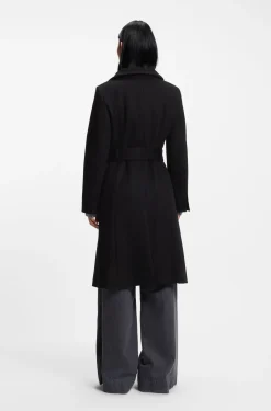 Belted formal coat in virgin wool and cashmere