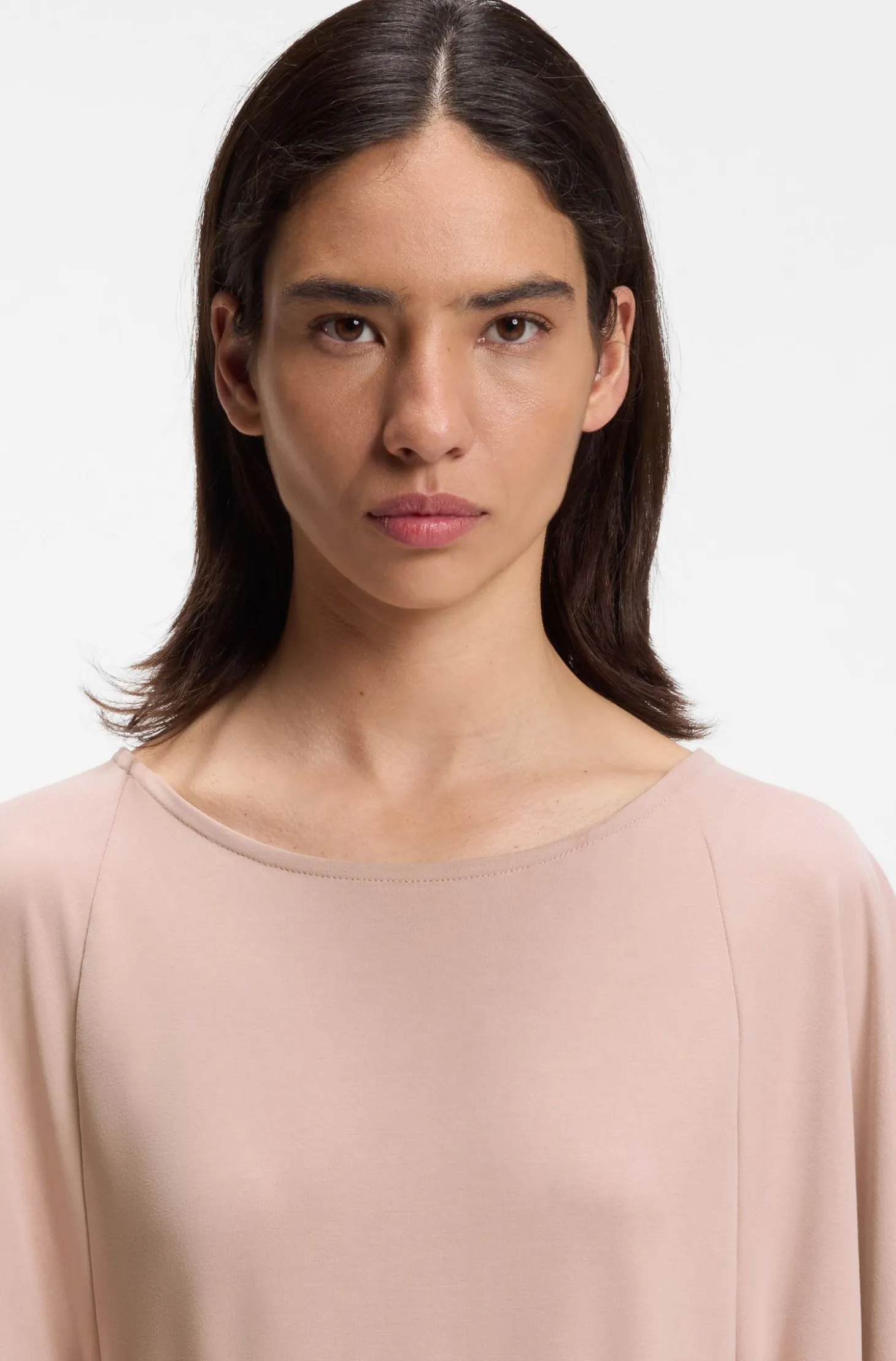 Belted jersey dress with cape-style detail