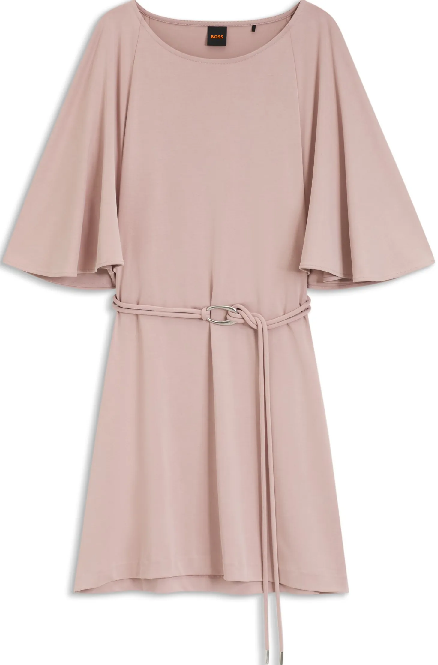 Belted jersey dress with cape-style detail