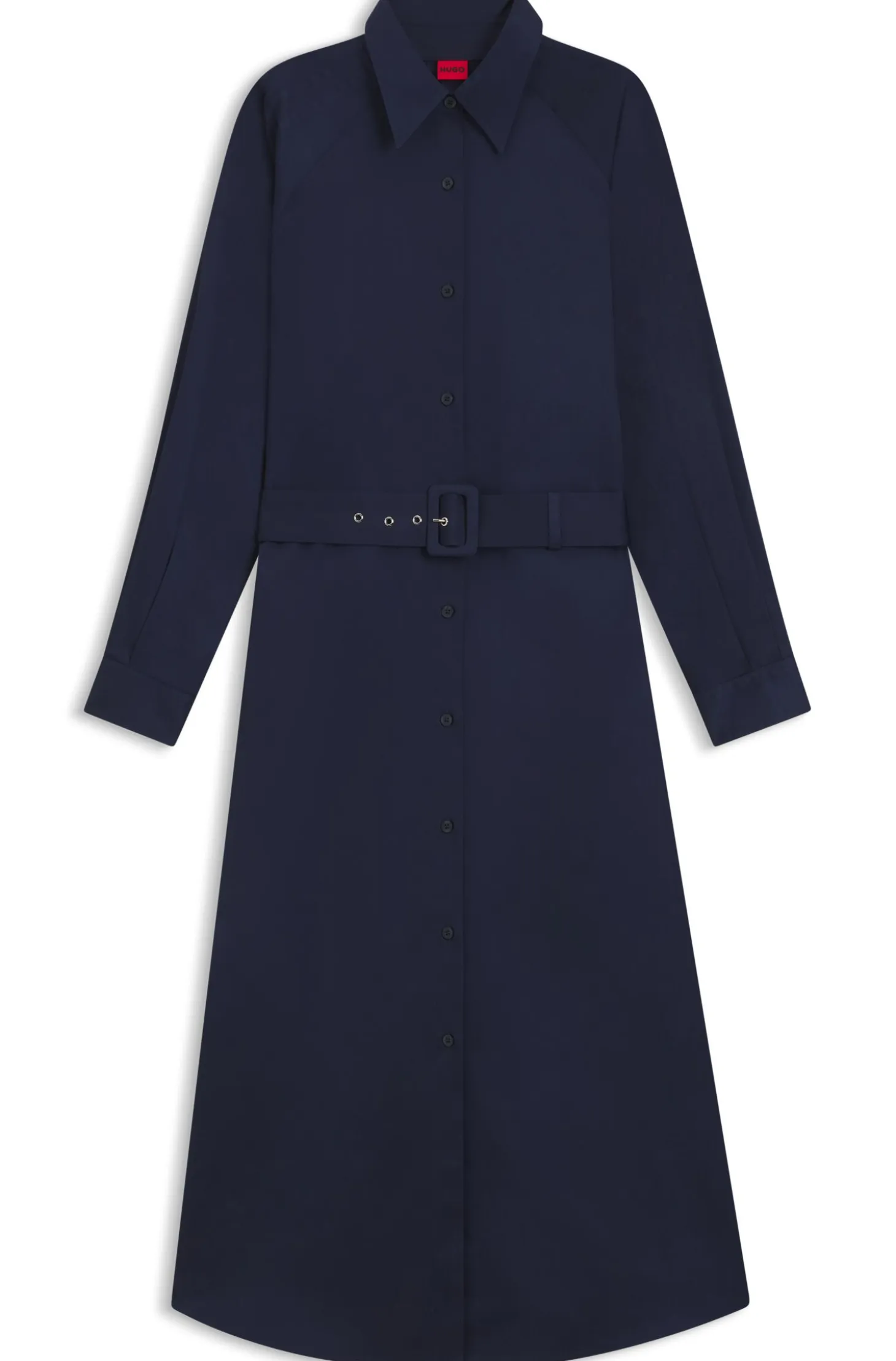 Belted maxi dress in cotton satin