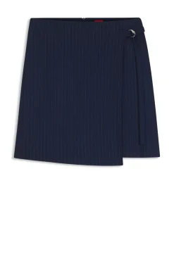 Belted pencil skirt with pinstripe