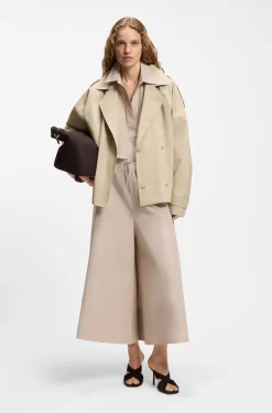 Belted short coat in cotton poplin