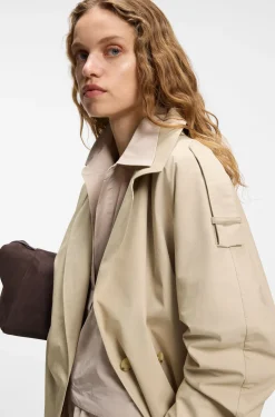 Belted short coat in cotton poplin