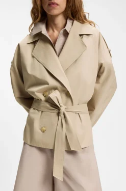 Belted short coat in cotton poplin