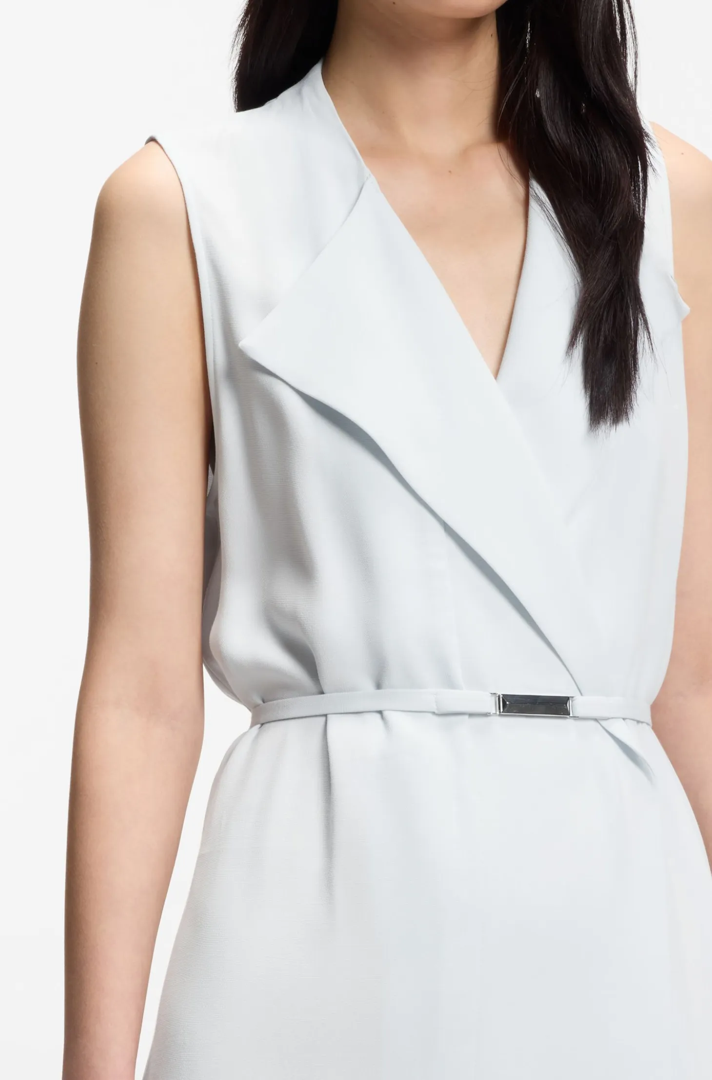 Belted wrap dress in soft crepe
