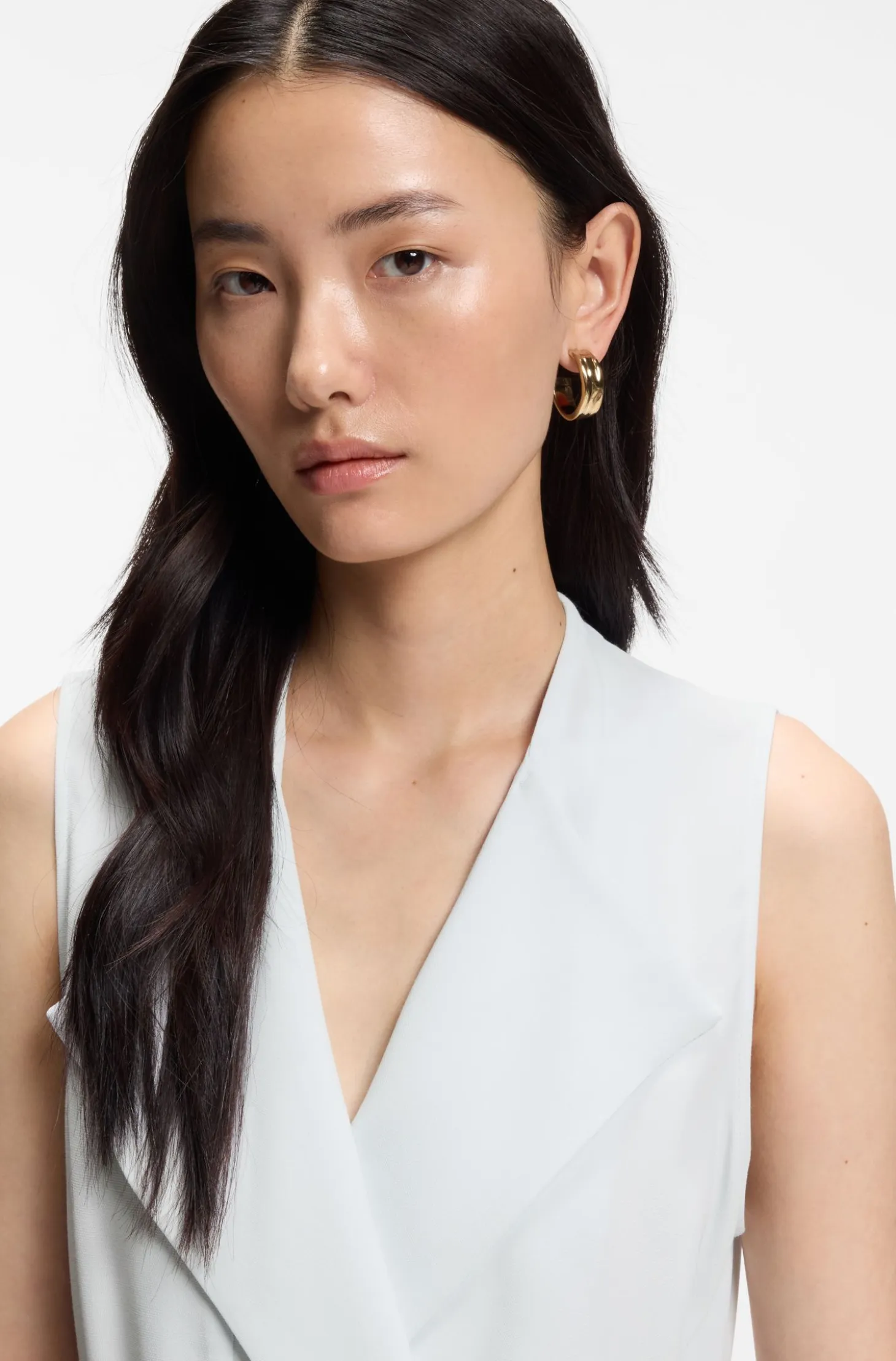 Belted wrap dress in soft crepe