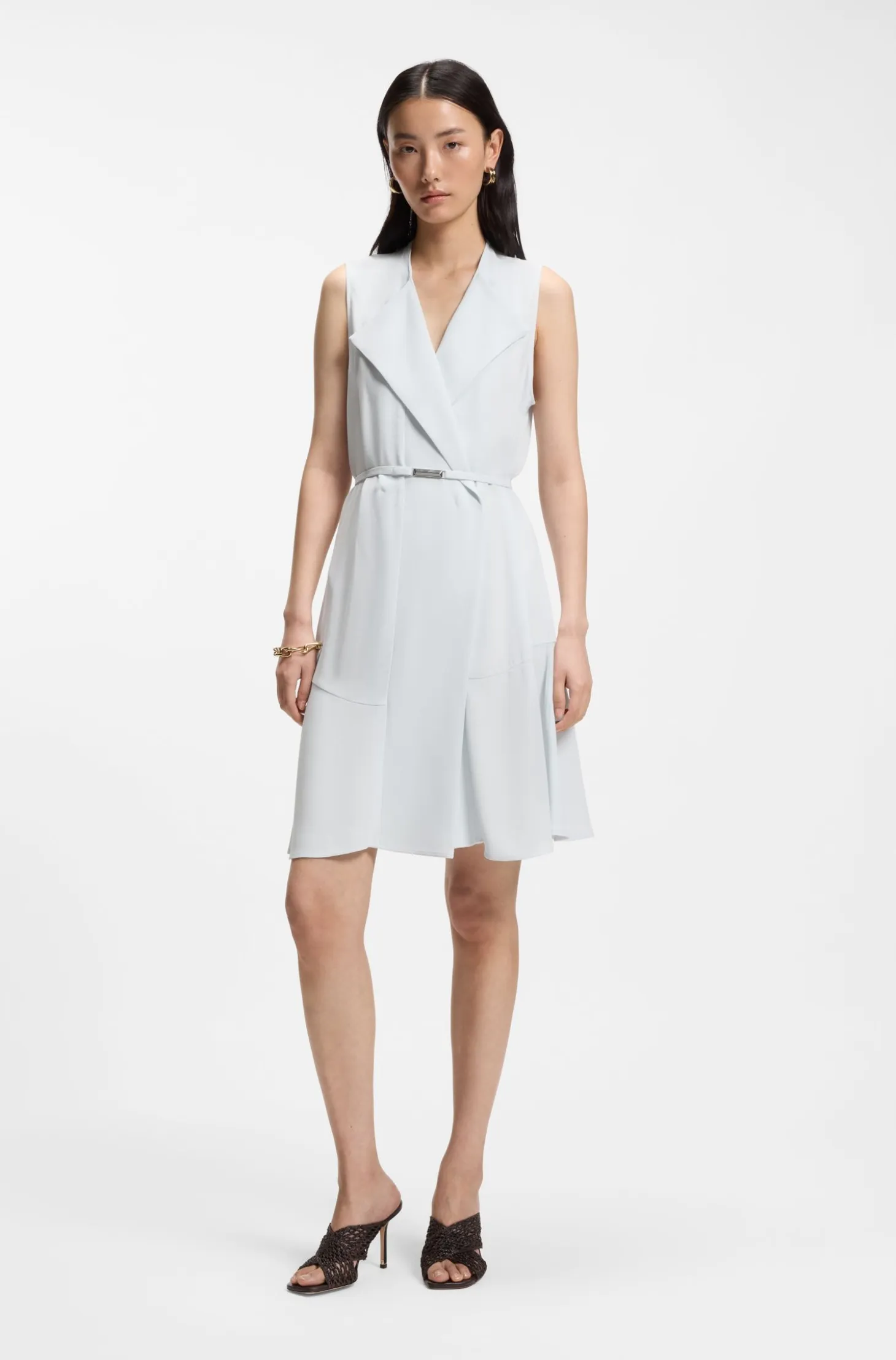 Belted wrap dress in soft crepe