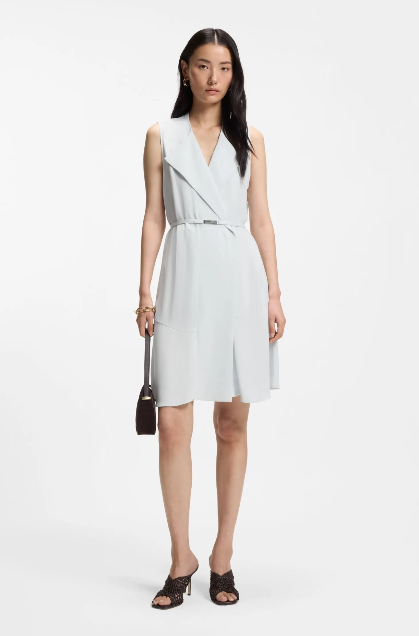 Belted wrap dress in soft crepe