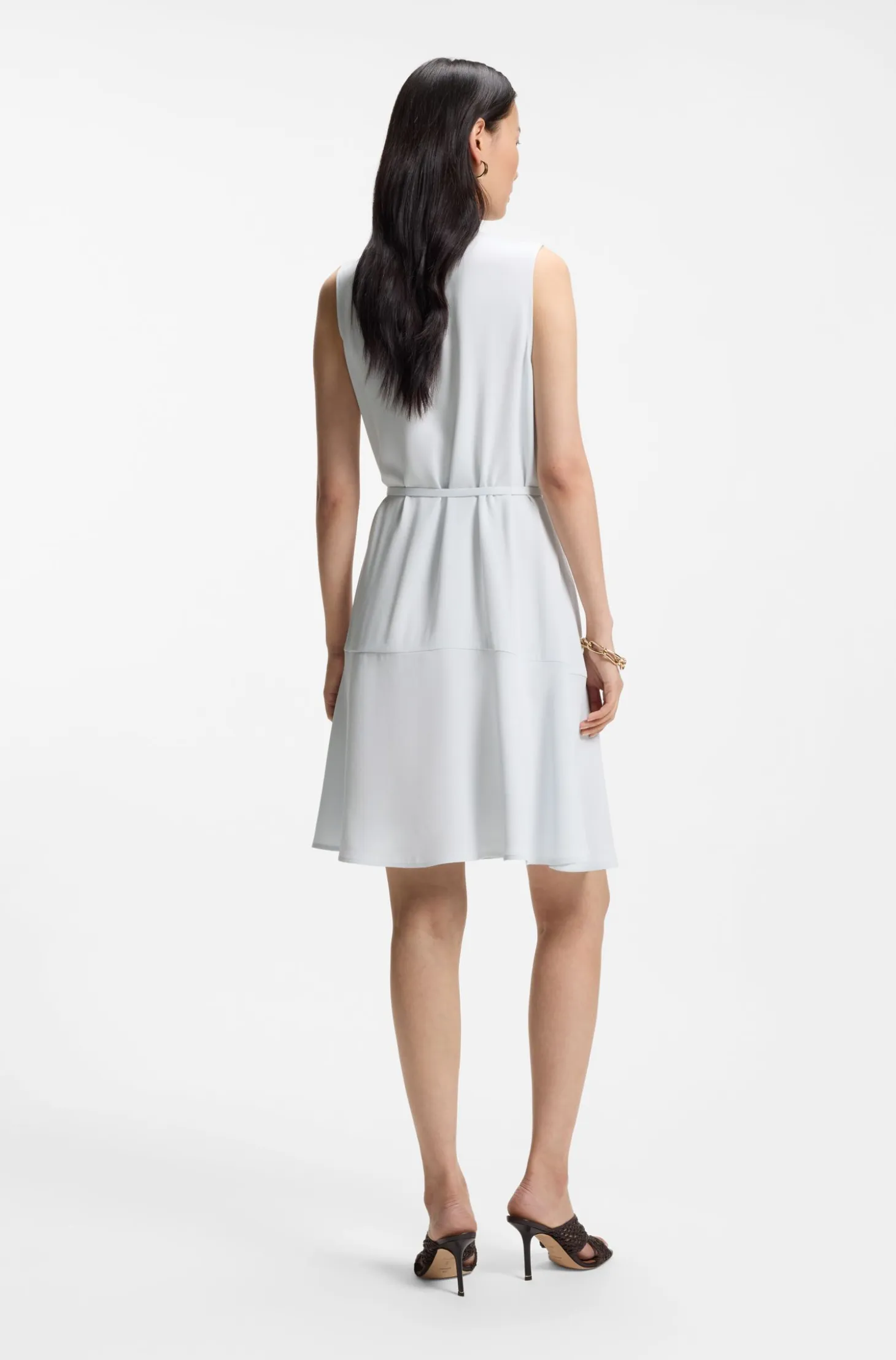 Belted wrap dress in soft crepe