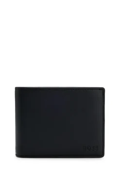 Bifold wallet in micro-grained leather with embossed logo