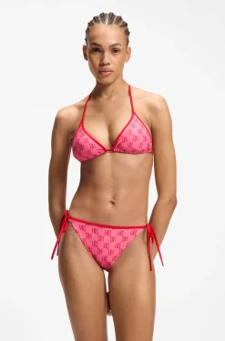 Bikini bottoms with printed stacked logos