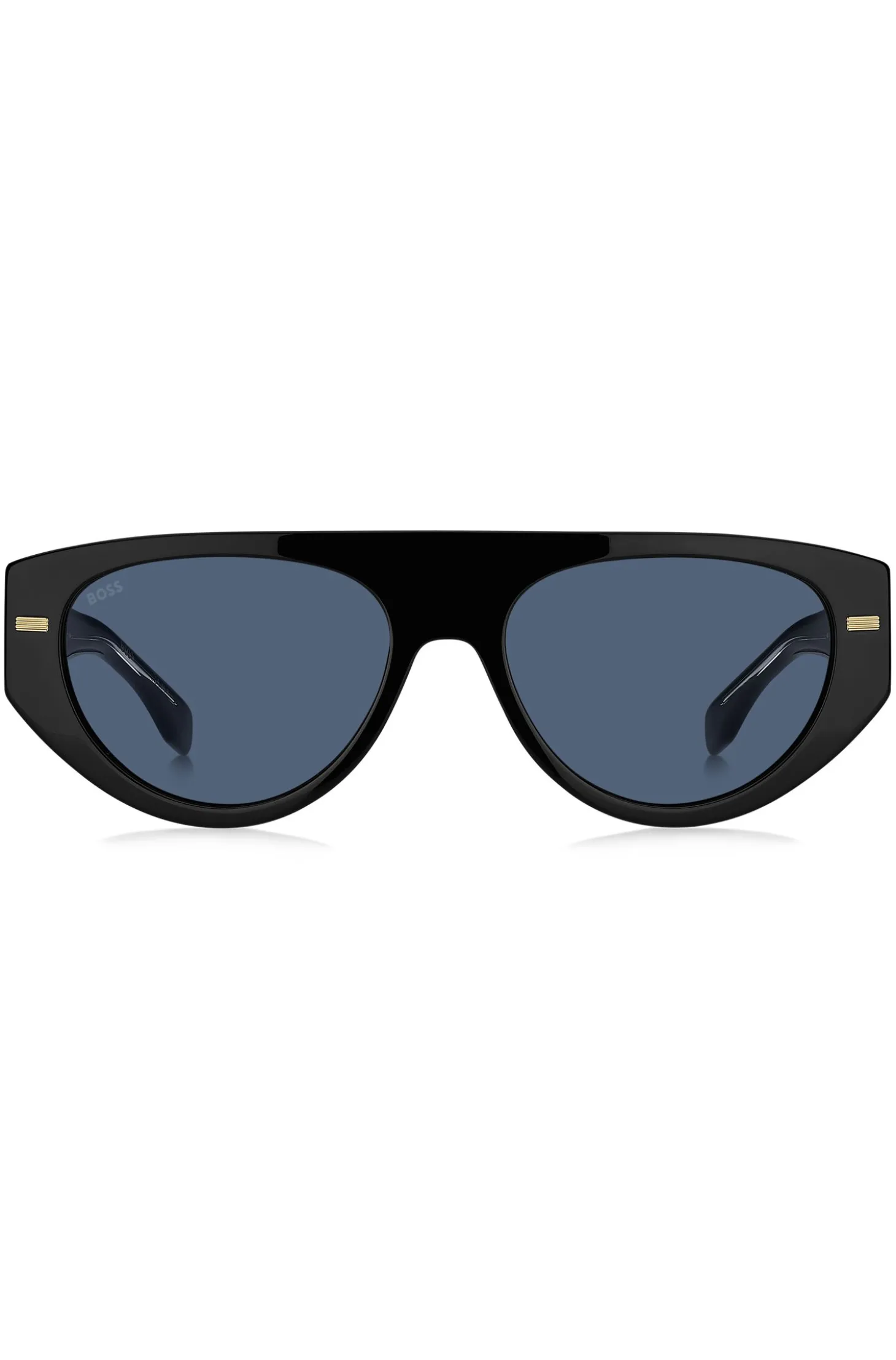 Bio-acetate black sunglasses with patterned rivets