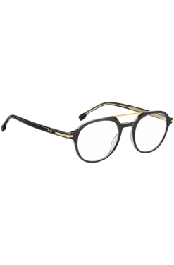 Black-acetate optical frames with gold-tone metal bridge